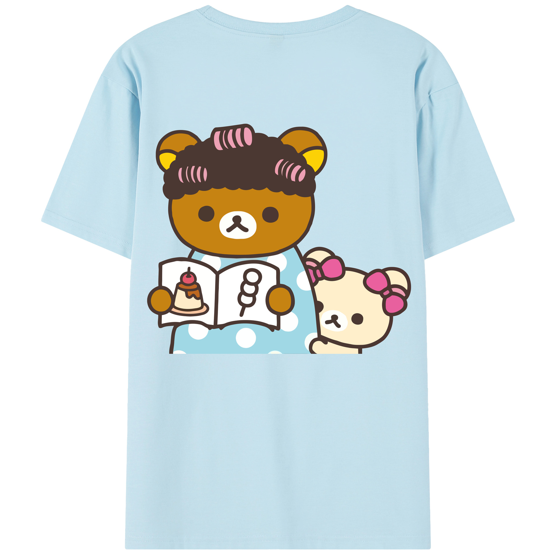 （画像用） リラックマ リラックマ キイロイトリ Rilakkuma Korilakkuma Kiiroitori 綿100％半袖Tシャツ（背面プリント）